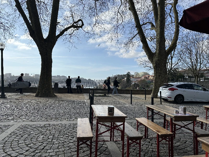 View from the Parque das Virtudes miradouro in Porto, looking west down the Douro river valley